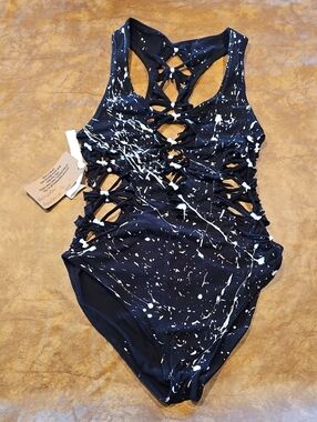 Black & White Paint Splatter Leotard
